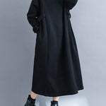 A-Line Long Sleeves Solid Color Mock Neck Midi Dresses