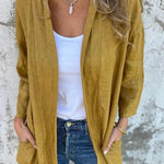 Solid Color Casual Long Sleeve Loose Pocket Cardigan