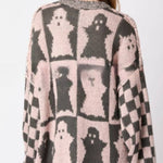 Halloween Ghost Plaid Crew Neck Sweater