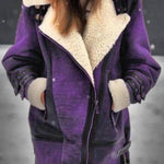 Retro-style shearling motorcycle jacket with large lapel