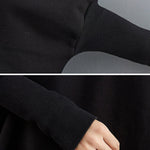 Urban Solid Color High-Neck High-Low Sweatshirt Top