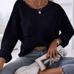 Pocket Oversized Knitted Pullover Sweater