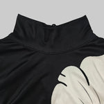 Short Sleeves Skinny Flower Print High Neck T-Shirts Tops