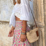 French Dreaming Linen Blend Front Tie Blouse