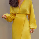 Long Sleeves Loose Buttoned Solid Color V-Neck Blouses&Shirts Tops