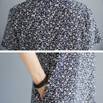 Artistic Retro Floral Printed Stand Collar Short Sleeves Cheongsam Midi Dress