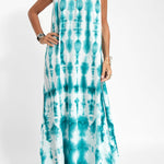 Turquoise print fluid dress