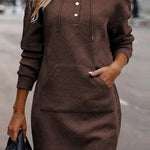 Hot selling casual fashion women's plaid mid-length hooded sweatshirt