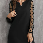 A-Line High Waisted See-Through Split-Joint Round-Neck Mini Dresses