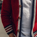Men's Retro Casual Striped Knit Button Cardigan