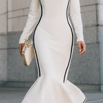 Bodycon High Waisted Split-Joint Round-Neck Midi Dresses