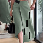 A-Line Loose Asymmetric Elasticity Pockets Split-Joint Skirts Bottoms
