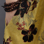 Loose Short Sleeves Pleated Printed Split-Joint Round-Neck Midi Dresses