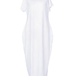 Loose Short Sleeves Solid Color Round-Neck Maxi Dresses