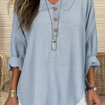Casual Lapel Button Long Sleeve Shirt Top