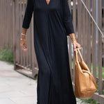 Solid Color V Neck Comfy Dresses