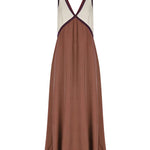 Loose Sleeveless Contrast Color Split-Joint Deep V-Neck Maxi Dresses