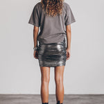 The Perfect Match Glitter Fabric Ruched Elastic Waist Mini Skirt