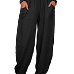 Casual Plain Loose Cotton Harem Pants