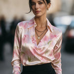 Elegant Satin Floral Blouse