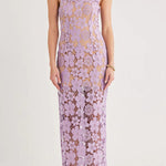 Feel Luxurious and Beautiful Crochet Flower Lace Maxi Dress