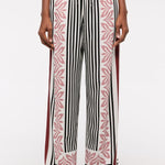 Gracie Unique Print Knotted Scarf Top and Elastic Waist Pocketed Loose Pants Set