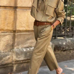 Classic Charm Strap Details Pocketed Cargo Style Zipper Loose Jacket