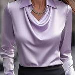 Temperamental Printed Simple Shirt Collar Ladies Top