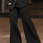 Wide Leg Solid Color Casual Pants Bottoms Trousers