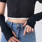 Casual Wool Knitting Keep Warm Solid Color Arm Warmers Accessories