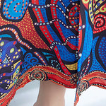 Batwing Sleeves Loose Printed Lapel Midi Dresses