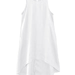 High-Low Loose Solid Color Round-Neck Midi Dresses