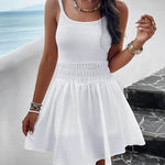 A-Line High Waisted Elasticity Solid Color Spaghetti-Neck Mini Dresses