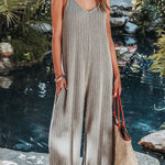Ribbed Knit Pocketed Relaxed Jumpsuit