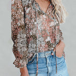 Zeagoo Zeagoo Women's Boho Tops Floral Print V Neck Short Sleeve Casual Loose Blouses Shirts