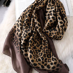 Stylish Leopard Gradient Silk Scarf