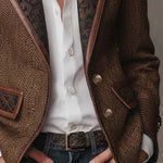 Herringbone Tweed Blazer With Printed Panels