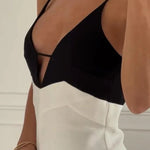 Elegant Contrast Split Strap Dress