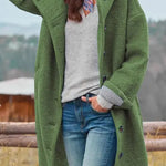 Casual Loose Solid Color Hooded Single-breasted Woolen Coat