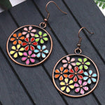 Fashion Round Cutout Flower Earrings