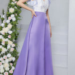 High Waisted Petal Sleeves Printed Split-Joint Deep V-Neck Maxi Dresses