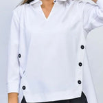Long Sleeves Hollow Split-Joint Lapel Blouses&Shirts Tops
