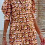 Fashion casual plaid print half-sleeved shirt dress