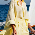 Long Sleeves Loose Solid Color Split-Joint Lapel Blouses&Shirts Tops