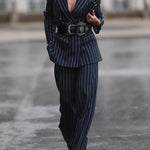 Loose Printed Striped Suit Pants Trousers