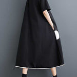 A-Line Half Sleeves Buttoned Pockets Polka-Dot Split-Front Split-Joint Lapel Midi Dresses Shirt Dress