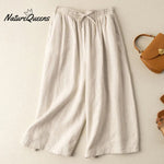 Dropping cotton and linen cropped wide-leg pants