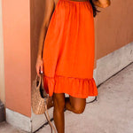 Solid Ruffle Cami Beach Dress