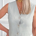 Linen Blend Tailored Stylish Versatile Tank Top