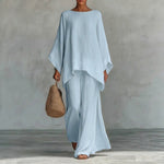 Cristina™ | Two-Piece Set with Long Sleeves and Wide Leg Pants